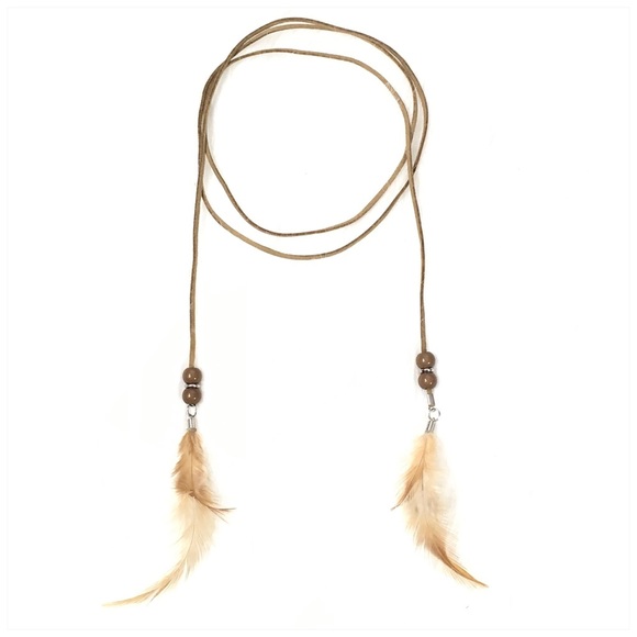 Jewelry - Long Suede Cord Feather Choker Necklace Jewelry - Long Suede Cord Feather Choker Necklace